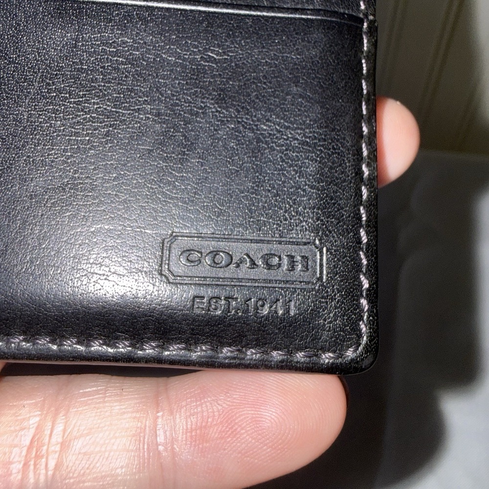VINTAGE COACH WATER BUFFALO LEATHER SLIM BLACK CARD CASE WALLET 4664 - Picture 5 of 8